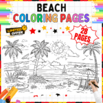 Beach Coloring Pages, Summer Fun Coloring Sheets, Printable Beach Coloring Pages, Ocean Coloring Pages, Beach-Themed Coloring Printables, Coastal Coloring Sheets, Tropical Beach Coloring Pages, Summer Vacation Coloring Pages, Relaxing Beach Coloring Printables, Seaside Coloring Pages for Kids & Adults