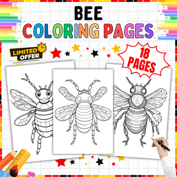 Bee Coloring Pages, Spring and Summer Activity, Insect Coloring Sheets, Printable Bee Coloring Pages, Bumblebee Coloring Pages, Pollinator Activity Sheets, Honeybee Coloring Pages, Fun Bug Worksheets, Kids Coloring Printables, Bee and Flower Coloring Pages, Beehive Coloring Sheets, Educational Insect Coloring Pages, Nature-Themed Coloring Pages, PDF Bee Coloring Printables, A4 Bee Coloring Pages