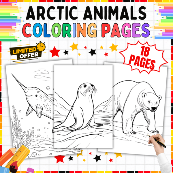 Arctic animals coloring pages, printable polar wildlife activity sheets, Arctic animals coloring book, polar animal coloring printables, winter animal coloring pages, Arctic animals worksheets for kids, educational Arctic printables, Arctic wildlife coloring sheets, fun Arctic animals activity, printable Arctic animals PDF