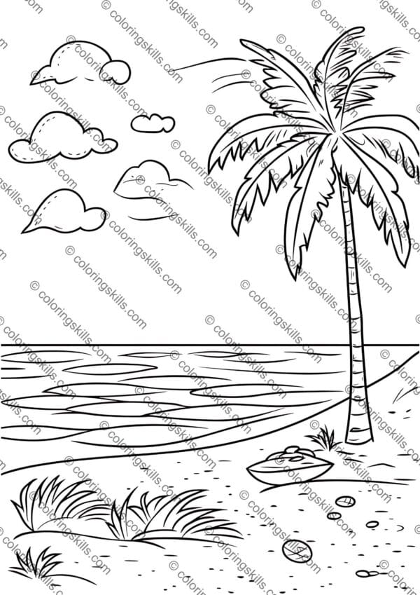 Beach Coloring Pages, Summer Activity for Kids, Printable Coloring Sheets, Ocean Theme Coloring Pages, Fun Summer Printables, Sea Life Coloring Pages, Beach Day Activity, Kids Beach Printables, Sandcastle Coloring Pages, Tropical Coloring Sheets, Marine Life Coloring Pages, Seashell Coloring Pages, Summer Art for Kids, Creative Beach Activities, Printable Beach Crafts