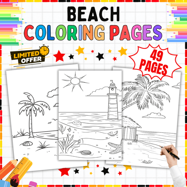 Beach Coloring Pages, Ocean Coloring Pages, Seashell Coloring Sheets, Summer Activity Printables, Beach Scene Coloring, Printable Beach Coloring Pages, Relaxing Ocean Coloring, Coastal Theme Coloring Pages, Marine Life Coloring Sheets, Kids Beach Coloring Pages, Adult Beach Coloring Pages, Summer Fun Coloring, Beach Holiday Activity, Digital Coloring Pages, Seaside Coloring Book